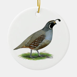 California Valley Quail Ceramic Tree Decoration