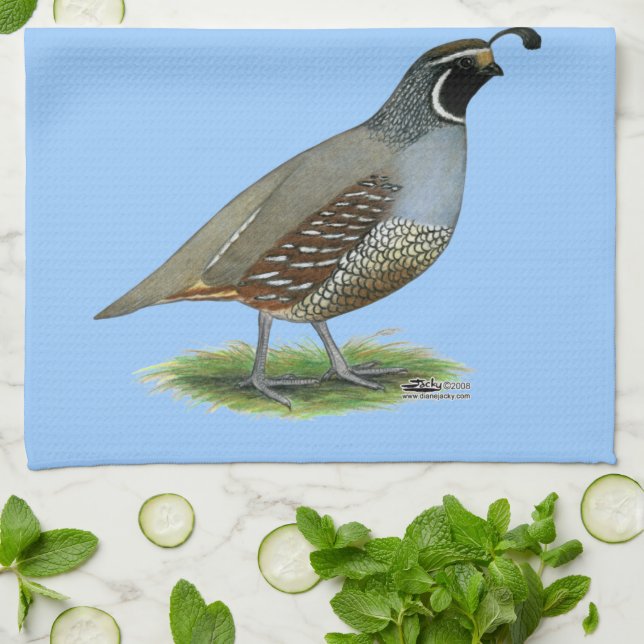 California Valley Quail Tea Towel (Folded)