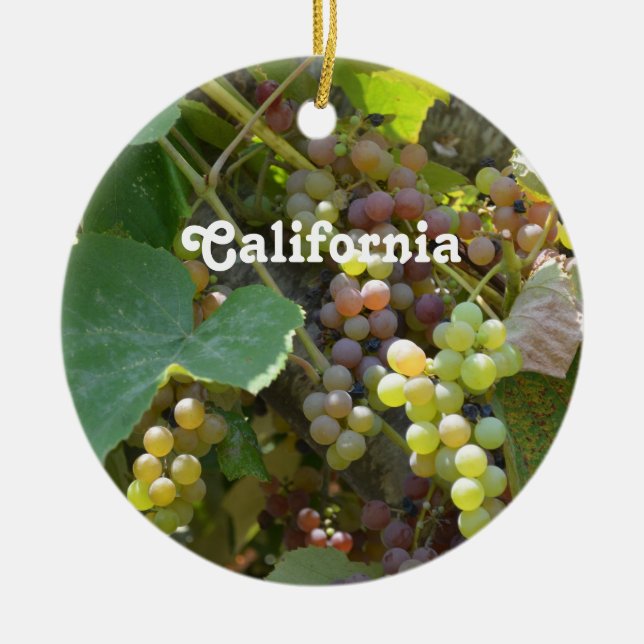 California Vineyards Ceramic Tree Decoration (Front)