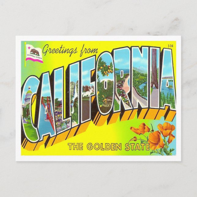 California Vintage Big Letters Postcard (Front)