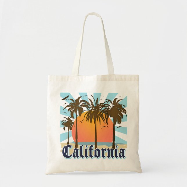 California Vintage Sunset Tote Bag (Front)
