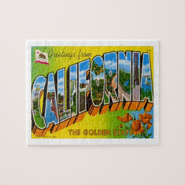 California Vintage Travel States Jigsaw Puzzle (Horizontal)