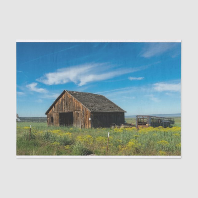 California Weathered Brown Barn and Yellow Flowers Tissue Paper (Front)