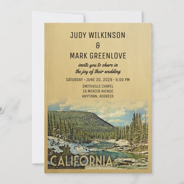 California Wedding Invitation Vintage Nature (Front)