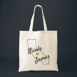 California Wedding Welcome Weekend Tote Bag<br><div class="desc">Wedding weekend welcome gift bag for out of town guests to your wedding,  featuring black image of California and gold heart.  Fill tote with your favourite goodies.</div>