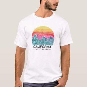 California West Coast Surfing Waves Beach Retro Su T-Shirt