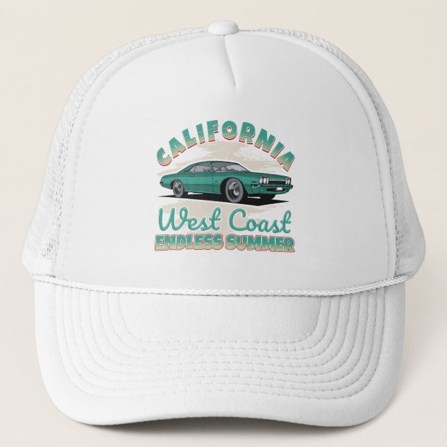 California West Coast Vintage Car  Trucker Hat (Front)