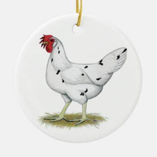 California White Hen Ceramic Tree Decoration