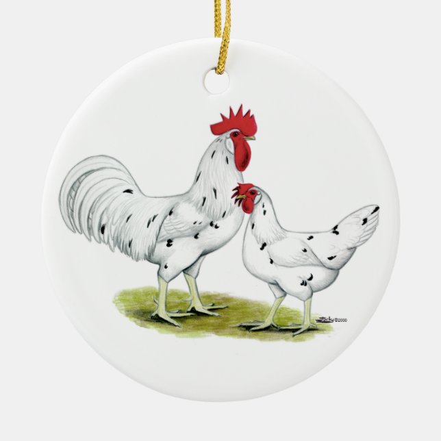 California White Pair Ceramic Tree Decoration (Front)