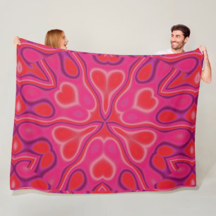 California Wildflower In Pink and Red Fleece Blanket