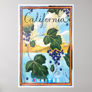 California Wine Art United Travel Poster Vineyard