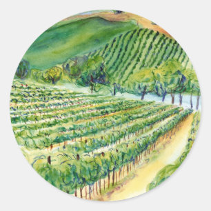 California Wine Vineyard Painting Sticker