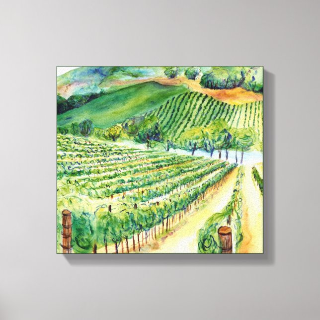 California Winery Vineyard Painting Canvas Print (Front)