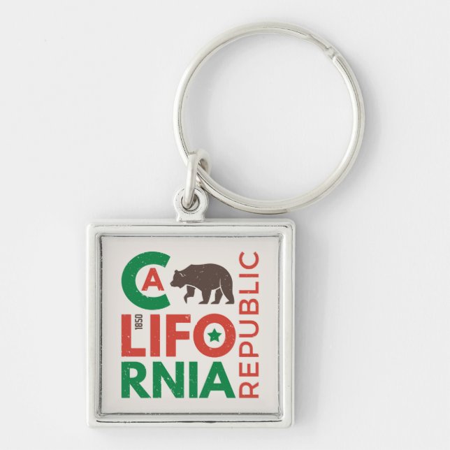 California With Grizzly Bear Logo Key Ring (Front)