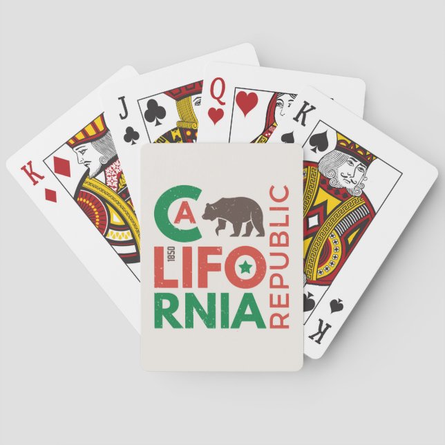 California With Grizzly Bear Logo Playing Cards (Back)