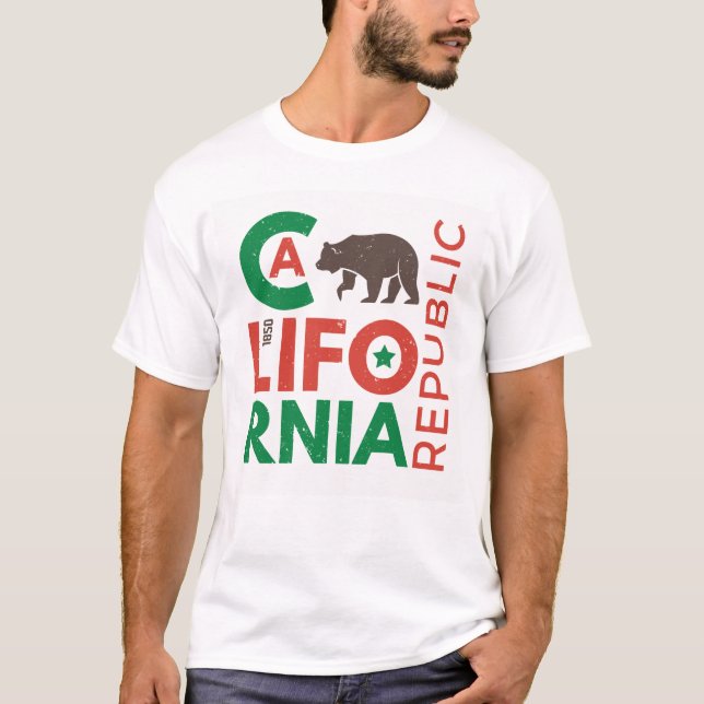 California With Grizzly Bear Logo T-Shirt (Front)