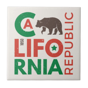 California With Grizzly Bear Logo Tile