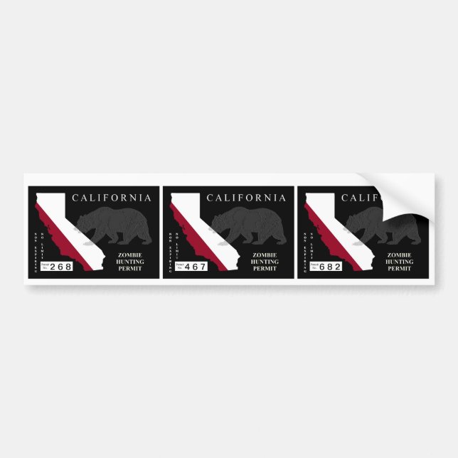 California Zombie Hunting Permit Bumper Sticker (Front)