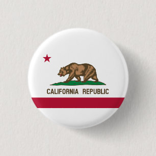 Californian Flag, Flag of California 3 Cm Round Badge