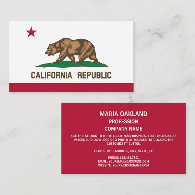 Californian Flag, Flag of California Business Card (Front/Back)