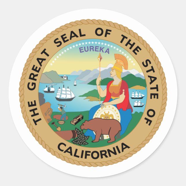 Californian Seal, California Classic Round Sticker (Front)
