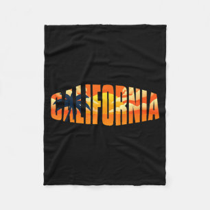 Californian Summer State Palm Trees Sunset Fleece Blanket