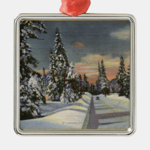 CaliforniaRim o' the World Highway in Winter Metal Tree Decoration