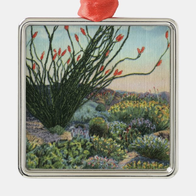 CaliforniaView of Cacti in Bloom Metal Tree Decoration (Front)