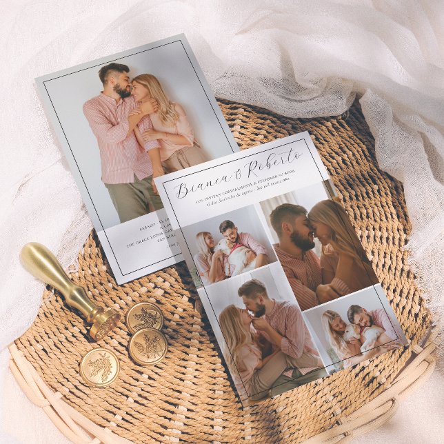 Caligrafía Elegante 5 Fotos Invitación de Boda Invitation (Creator Uploaded)