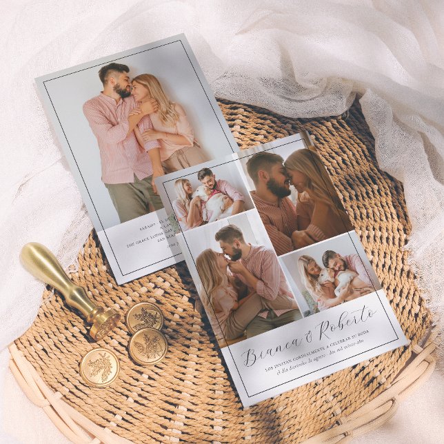 Caligrafía Moderna 5 Fotos Invitación de Boda Invitation (Creator Uploaded)