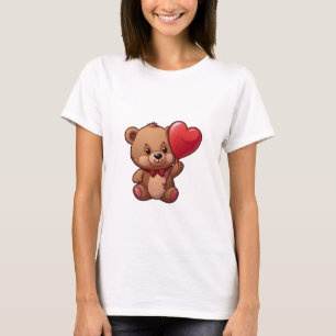 Câlins Chaleureux : Ours d'Amour avec Ballon en Fo T-Shirt
