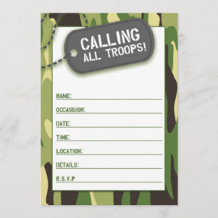 Call All Troops Fill In The Blank Invitation