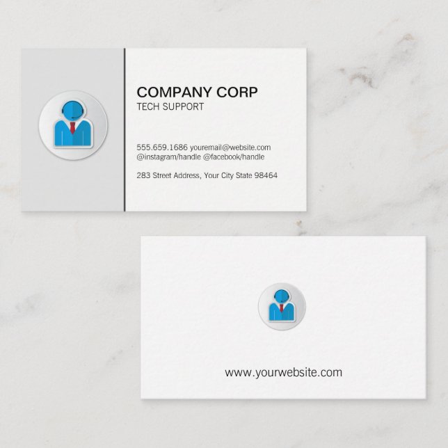 Call Centre | Business Man Headset Logo Appointment Card (Front/Back)