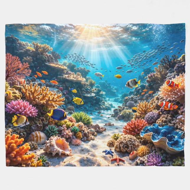 Call Coral Reef D deep flee Fleece Blanket (Front (Horizontal))