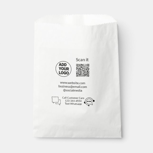 Call customer care text whatsapp Q R code business Favour Bags (Front)