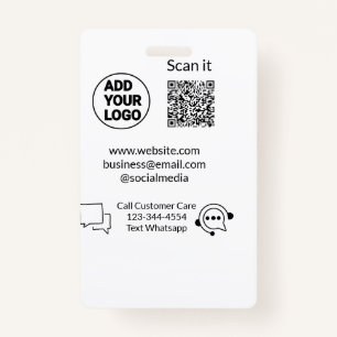 Call customer care text whatsapp Q R code business ID Badge