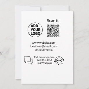 Call customer care text whatsapp Q R code business Invitation