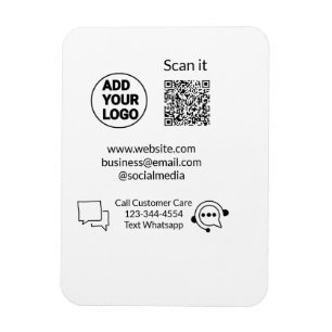 Call customer care text whatsapp Q R code business Magnet