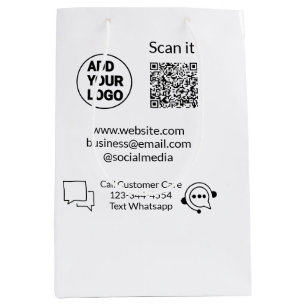 Call customer care text whatsapp Q R code business Medium Gift Bag