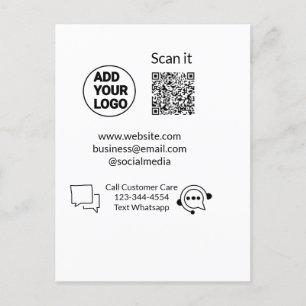 Call customer care text whatsapp Q R code business Postcard