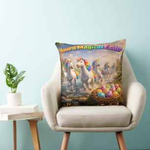 Call Easter enchanted unicorns and Easter eggs dec Cushion