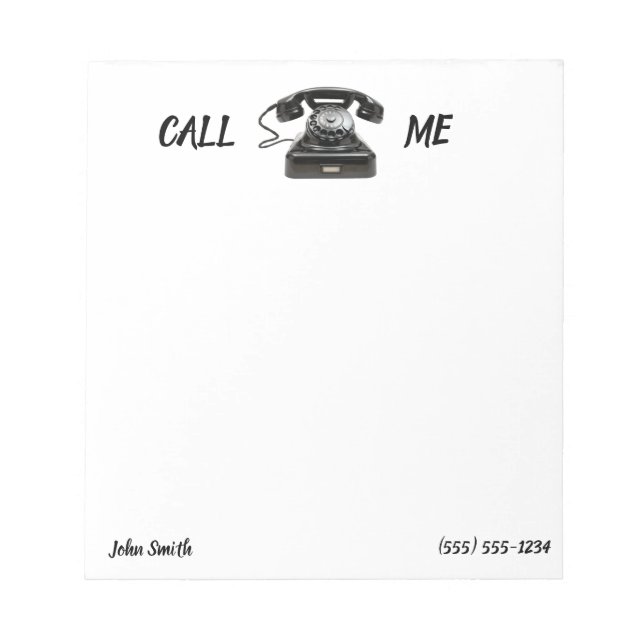 CALL ME Custom Old Fashion Telephone Rotary Dial Notepad (Front)