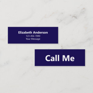 Call Me Dk Blue & White Name Message Phone Number Mini Business Card