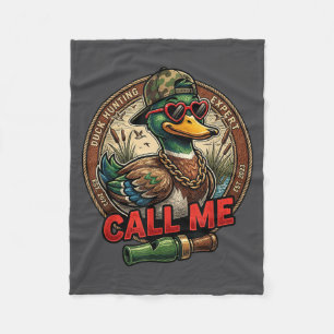 Call Me Duck Hunting Retro Valentine's Day Men Wom Fleece Blanket