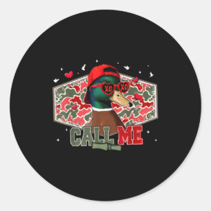 Call Me Duck Hunting Retro Valentines Day Men Wome Classic Round Sticker