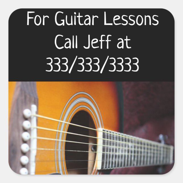 Call Me For Guitar Lessons Promotional Stickers (Front)