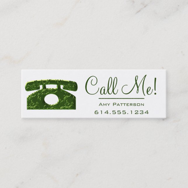 Call Me! Green Telephone Dating Profile Cards (Front)
