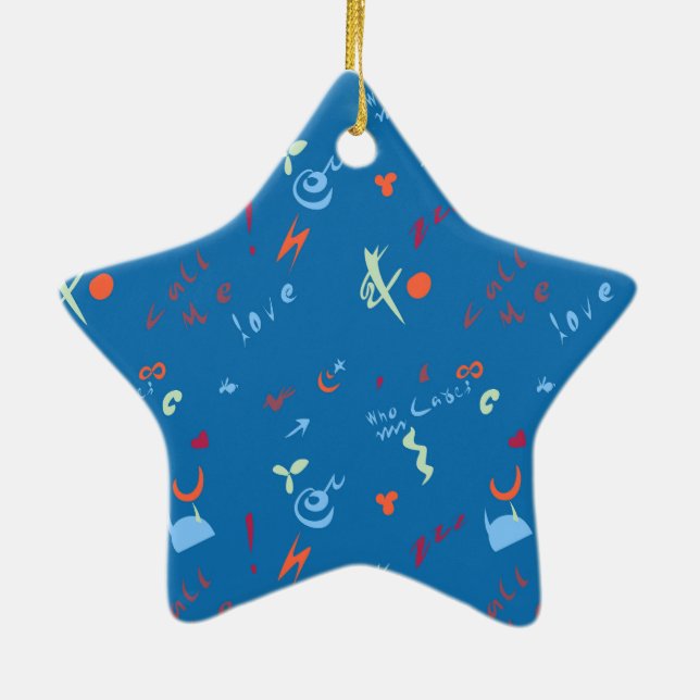 "Call Me Love" Pattern Ceramic Tree Decoration (Back)