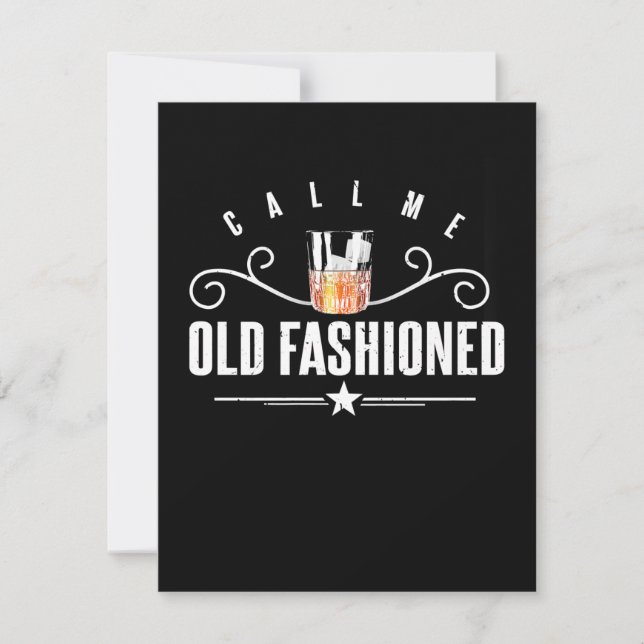 Call Me Old Fashioned Funny Whiskey And Bourbon Thank You Card (Front)