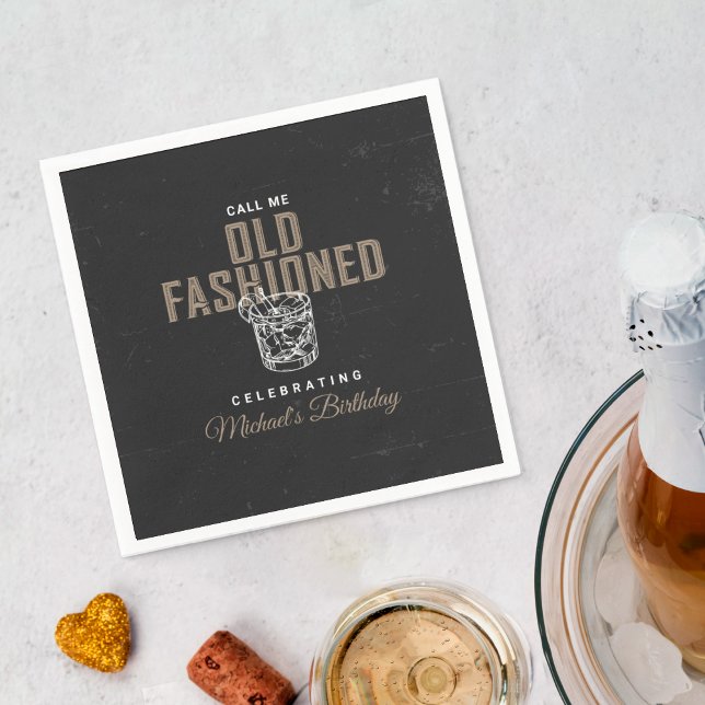 Call Me Old Fashioned Whiskey Cocktail Birthday Napkin (Creator Uploaded)